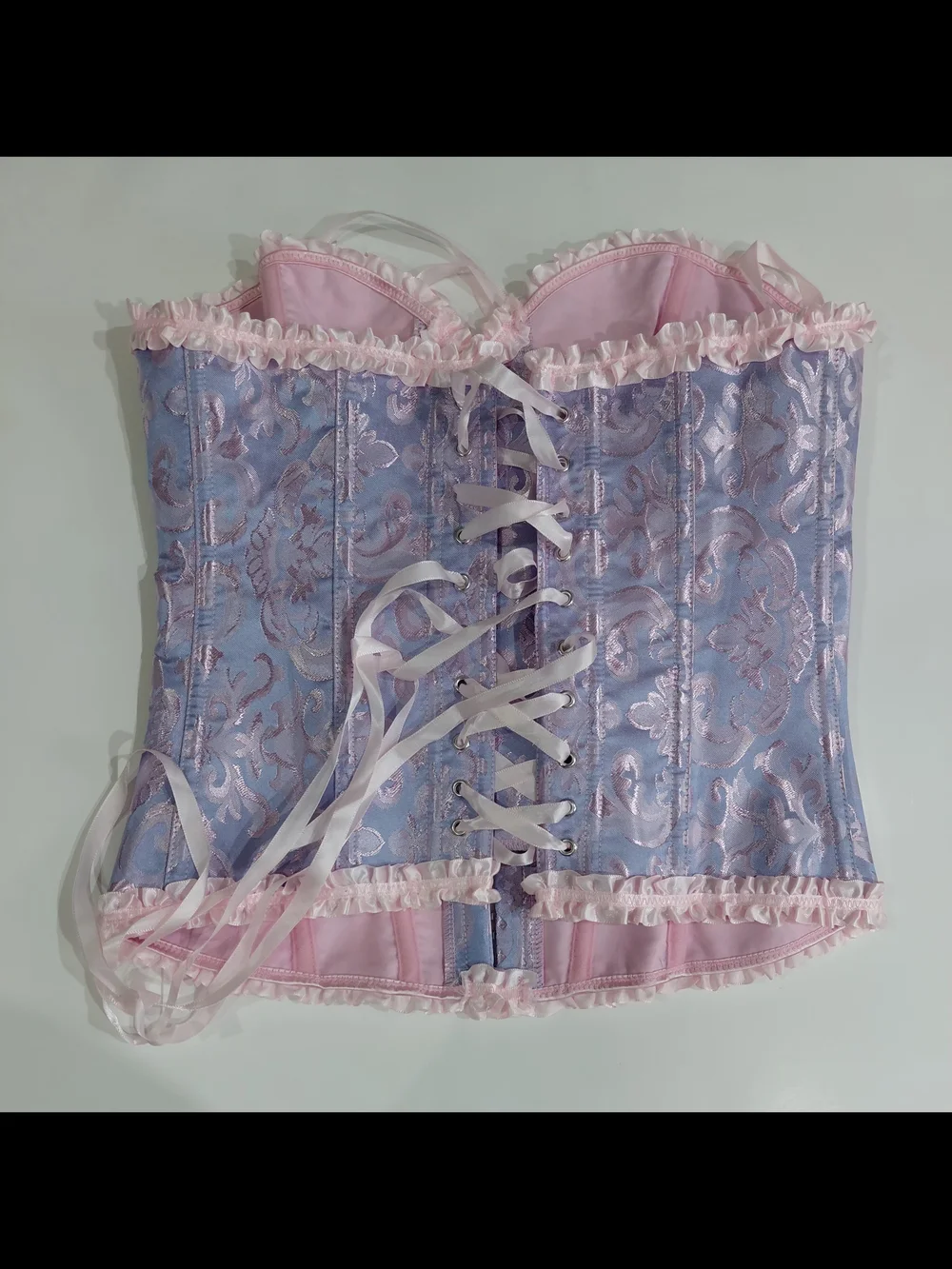 SHEIN Lavender Brocade Corset with Pink Trim
